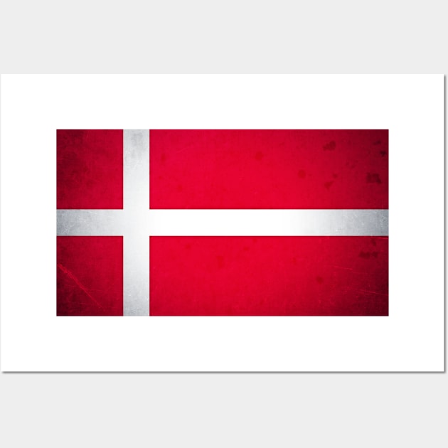 A grunge looking distressed Danish flag of Denmark Wall Art by Guntah